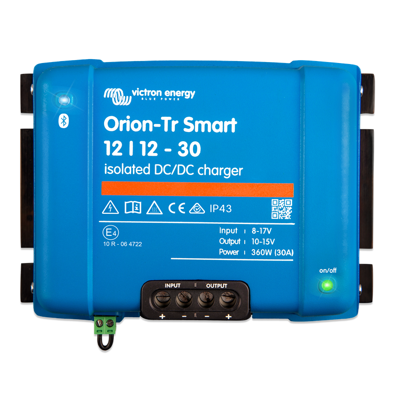 Victron Orion‑Tr Smart DC‑DC Charger 12/12‑30A 1 Orion Tr Smart Isolared DC DC charger Cargador DC-DC Orion-Tr Smart aislado importador en Argentina Orion DC-DC 30A ORI121236120 frente